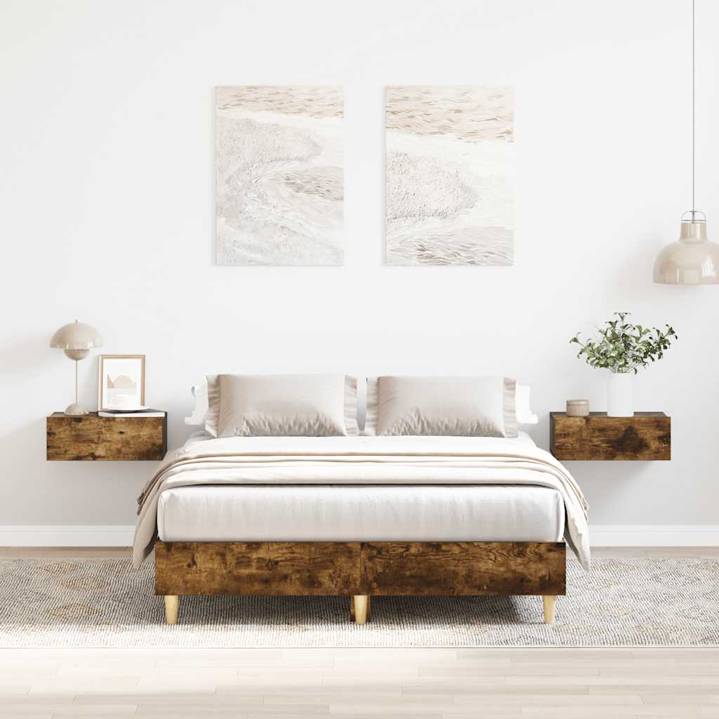 Cadre de lit sans matelas chêne fumé 120x190 cm bois ingénierie