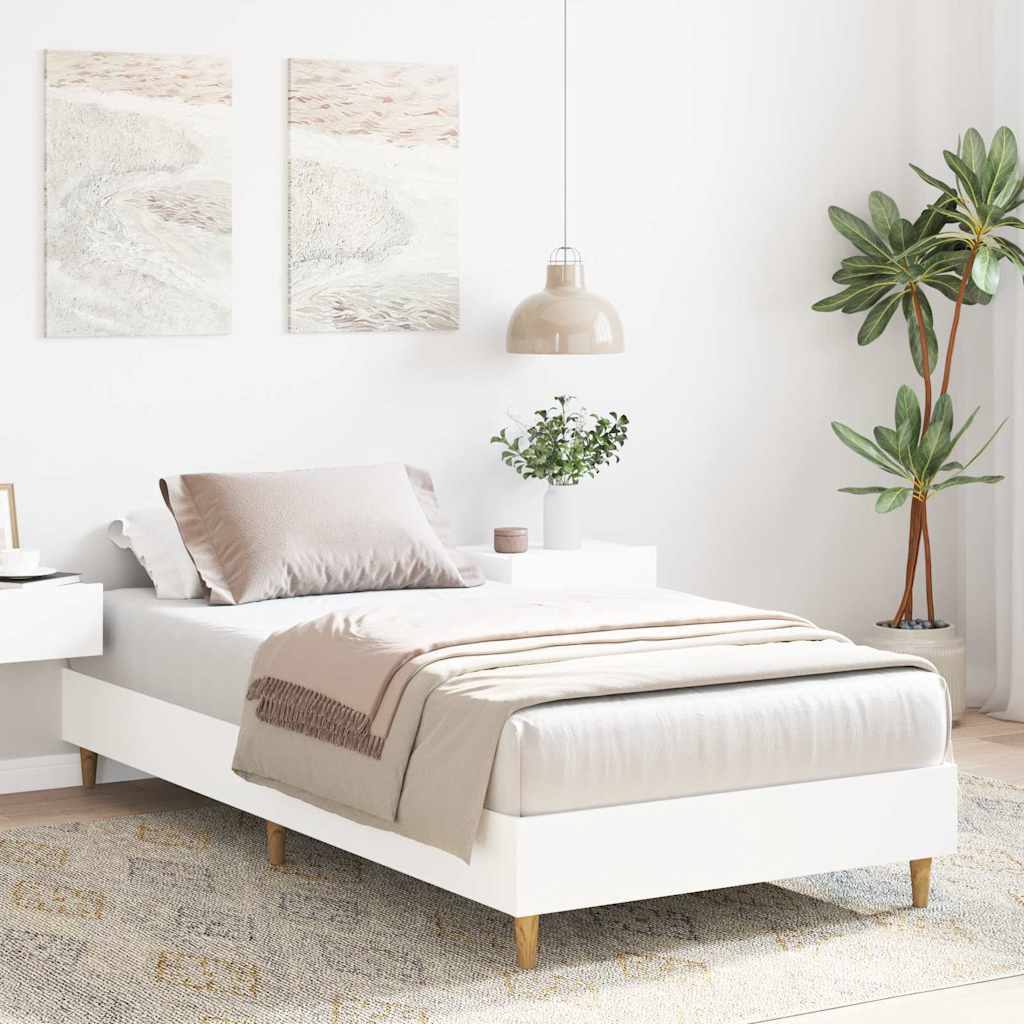 Cadre de lit sans matelas blanc 90x190 cm bois d'ingénierie