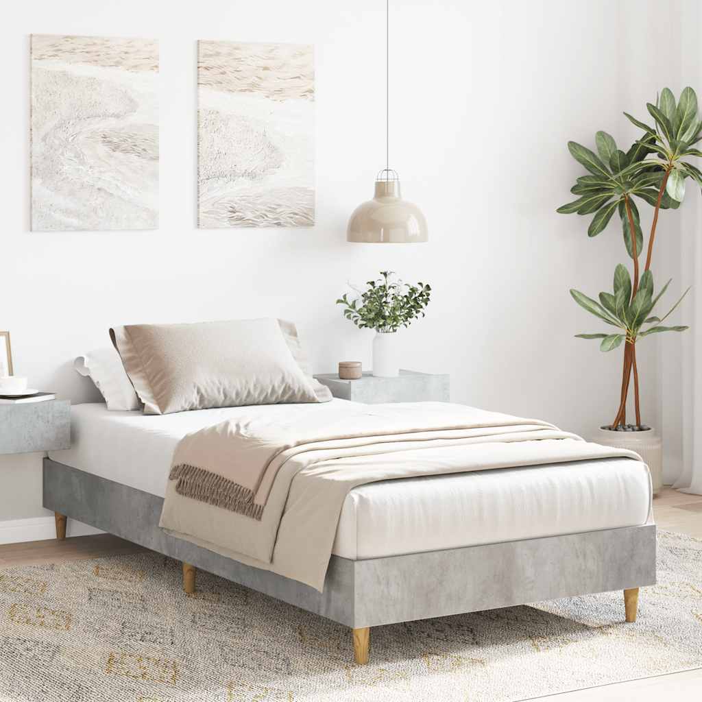 Cadre de lit sans matelas gris béton 90x190cm bois d'ingénierie