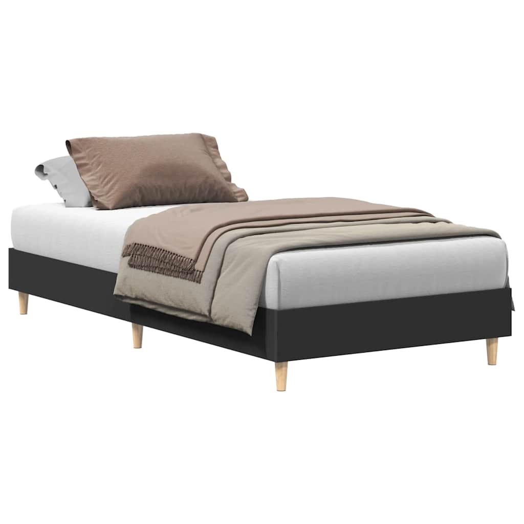 Cadre de lit sans matelas noir 75x190 cm bois ingénierie