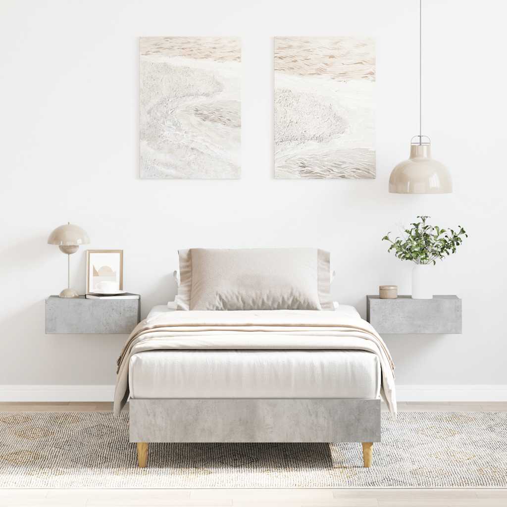 Cadre de lit sans matelas gris béton 75x190cm bois d'ingénierie