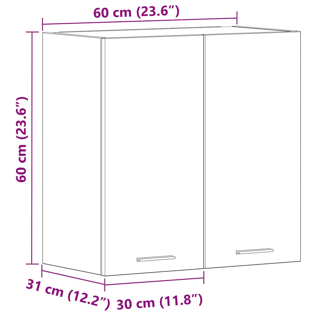 Armoire murale de cuisine vieux bois 60x31x60cm bois ingénierie