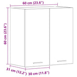 Armoire murale de cuisine vieux bois 60x31x60cm bois ingénierie