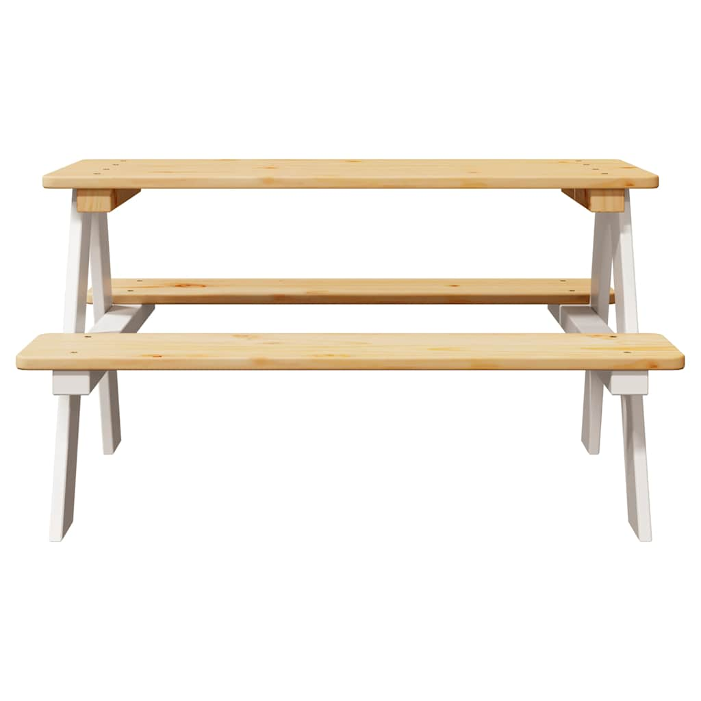 Table et bancs pour enfants IRUN blanc 90x79,5x50cm bois massif