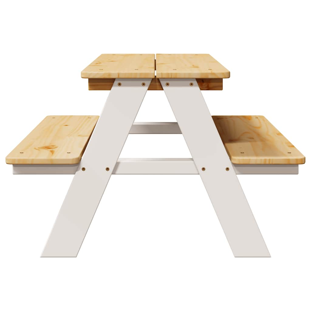 Table et bancs pour enfants IRUN blanc 90x79,5x50cm bois massif