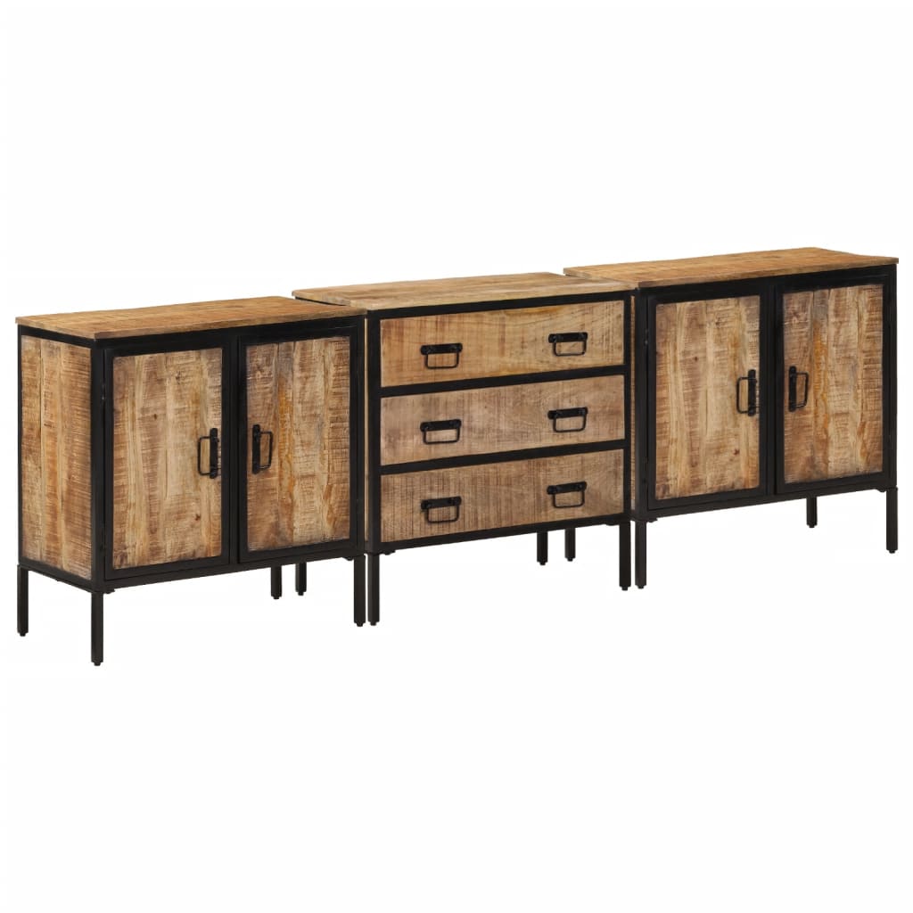 Buffets 3 pcs 70x35x70 cm bois de manguier brut massif