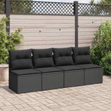 Salon de jardin avec coussins 2 pcs noir résine tressée acacia