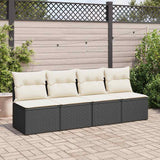 Salon de jardin avec coussins 2 pcs noir résine tressée acacia