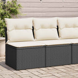 Salon de jardin avec coussins 2 pcs noir résine tressée acacia