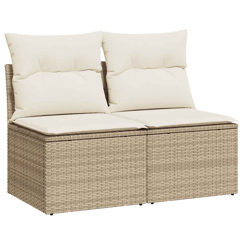 Salon de jardin avec coussins 2 pcs beige résine tressée acacia