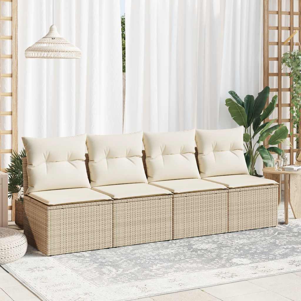 Salon de jardin avec coussins 2 pcs beige résine tressée acacia