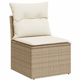 Salon de jardin avec coussins 2 pcs beige résine tressée acacia