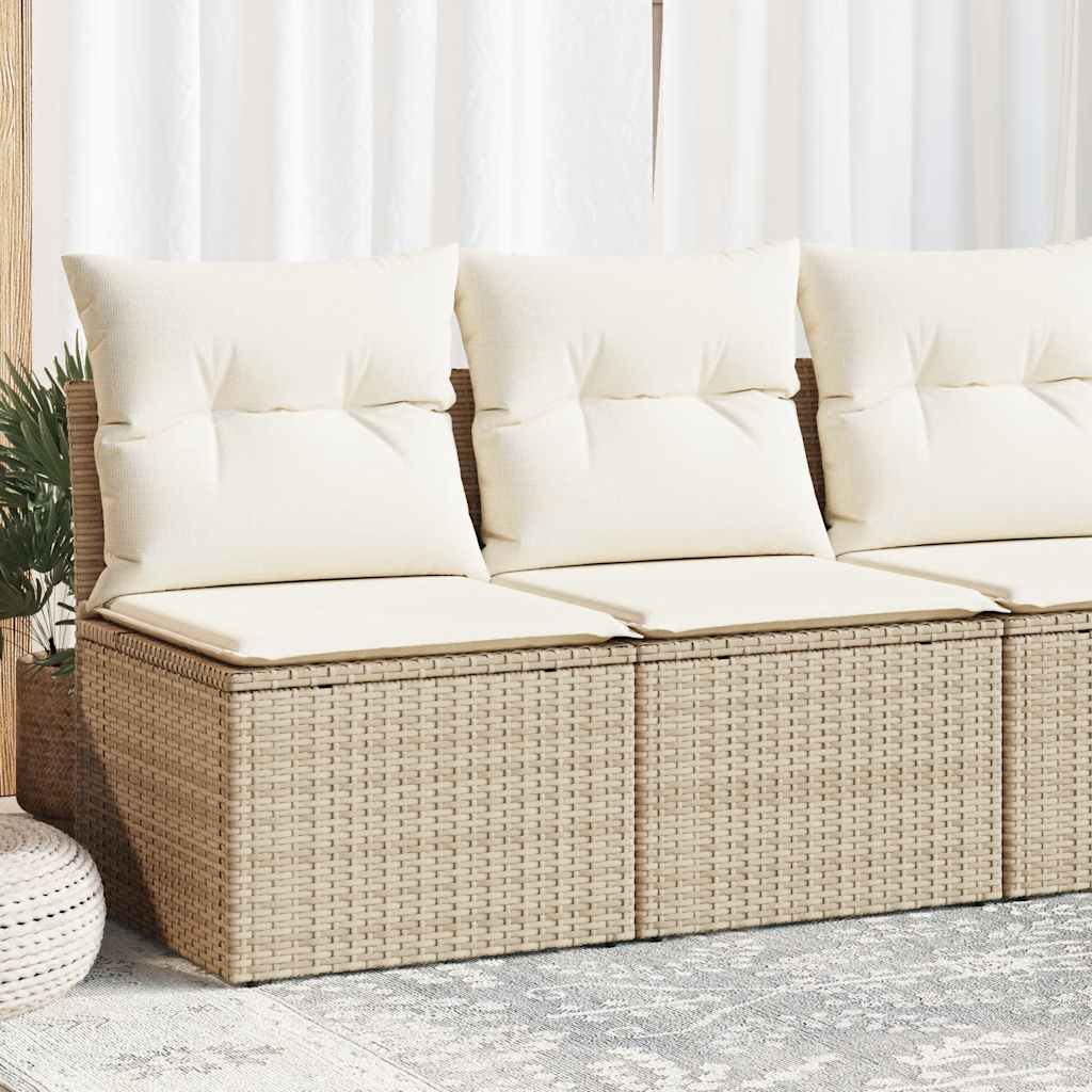 Salon de jardin avec coussins 2 pcs beige résine tressée acacia