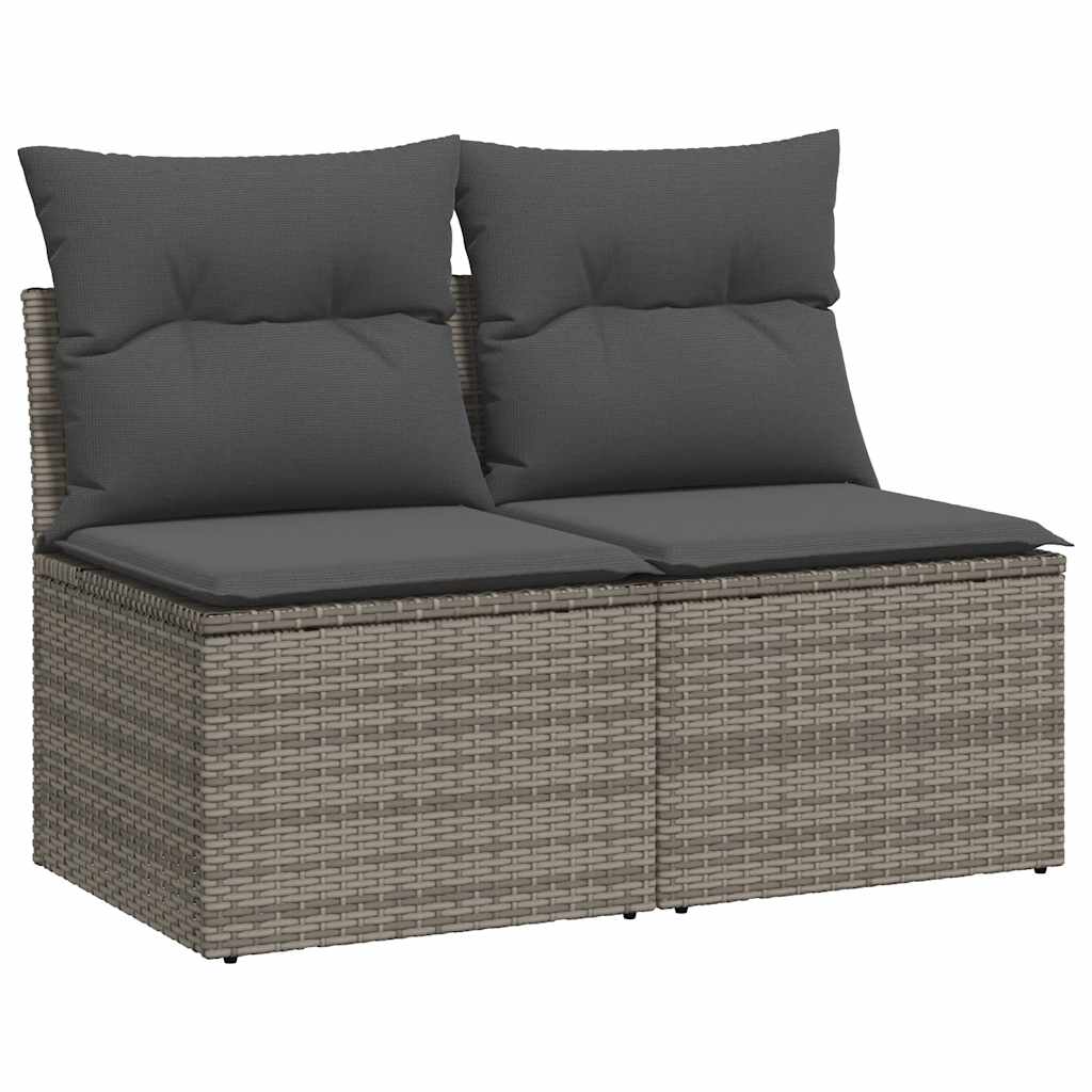 Salon de jardin 2 pcs avec coussins gris résine tressée acacia