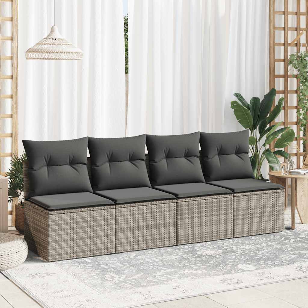 Salon de jardin 2 pcs avec coussins gris résine tressée acacia