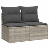 Salon de jardin 2 pcs avec coussins gris clair polyrotin acacia