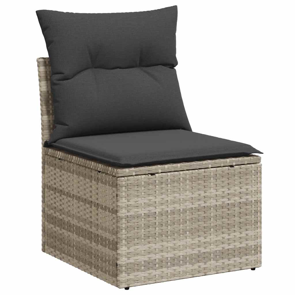 Salon de jardin 2 pcs avec coussins gris clair polyrotin acacia