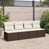 Salon de jardin avec coussins 2pcs marron résine tressée acacia