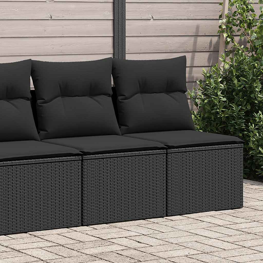 Salon de jardin avec coussins 2 pcs noir résine tressée acacia