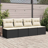 Salon de jardin avec coussins 2 pcs noir résine tressée acacia