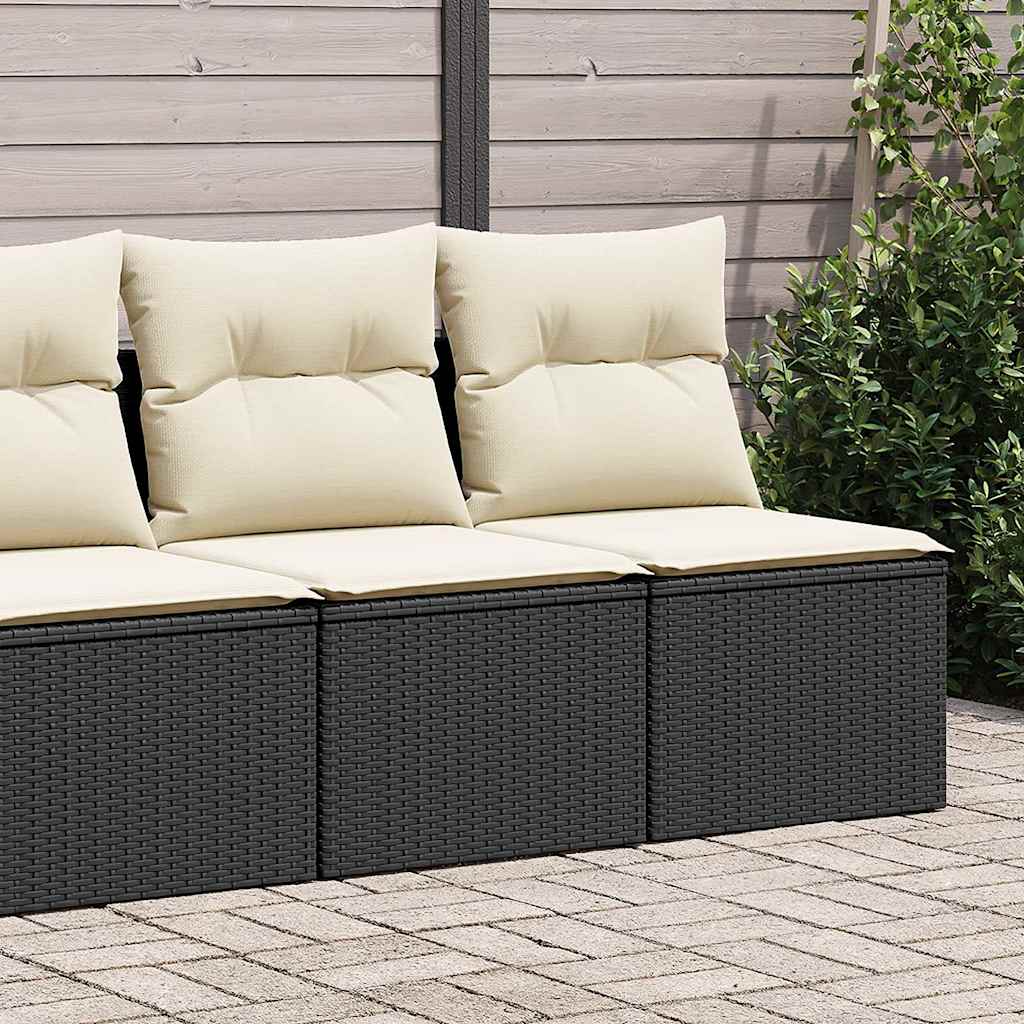 Salon de jardin avec coussins 2 pcs noir résine tressée acacia