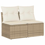 Salon de jardin avec coussins 2 pcs beige résine tressée acacia