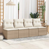 Salon de jardin avec coussins 2 pcs beige résine tressée acacia