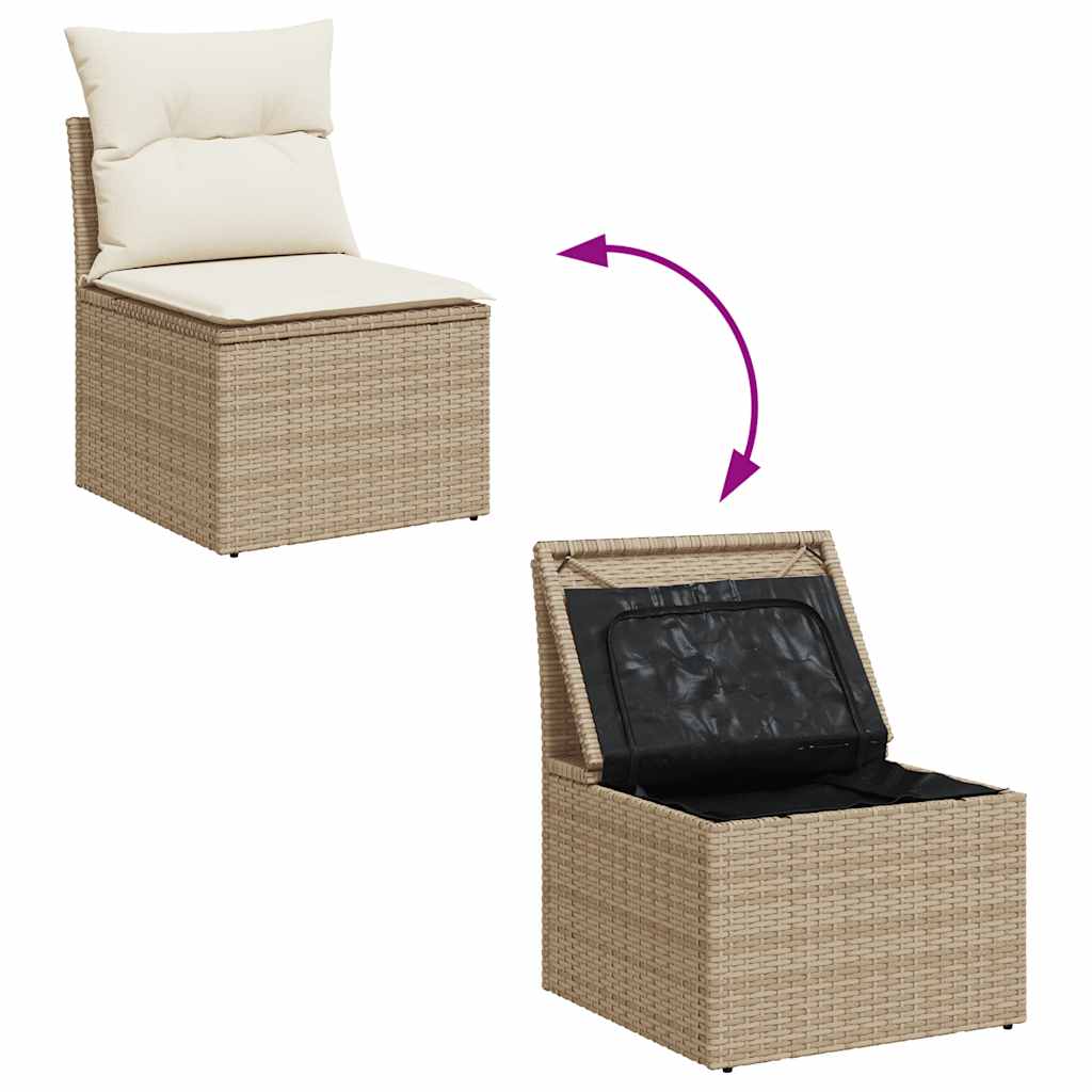 Salon de jardin avec coussins 2 pcs beige résine tressée acacia