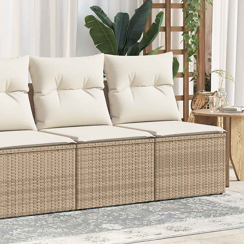 Salon de jardin avec coussins 2 pcs beige résine tressée acacia