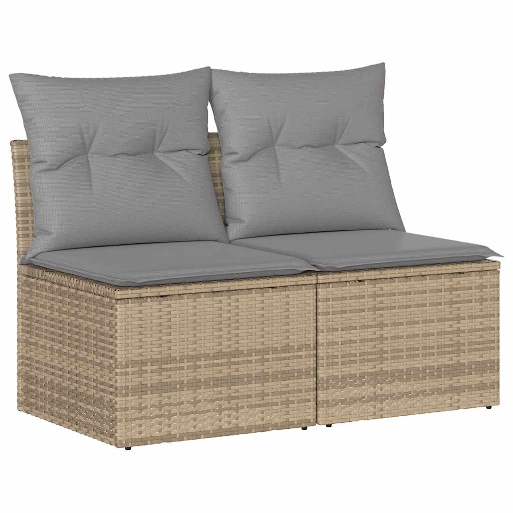 Salon de jardin avec coussins 2 pcs beige résine tressée acacia