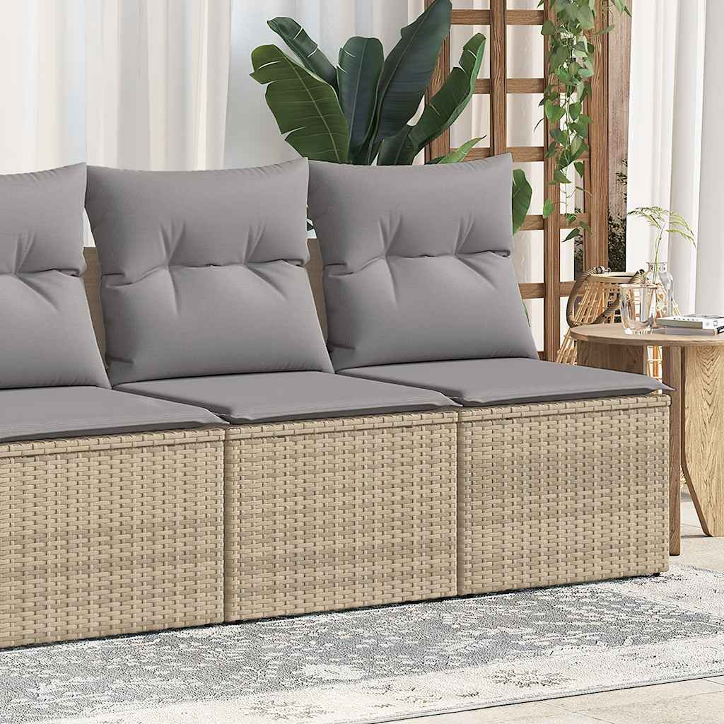 Salon de jardin avec coussins 2 pcs beige résine tressée acacia