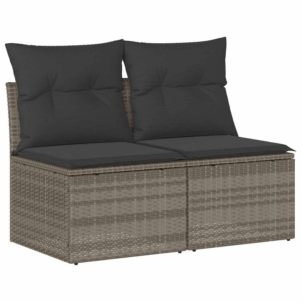 Salon de jardin 2 pcs avec coussins gris clair polyrotin acacia