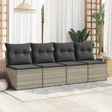 Salon de jardin 2 pcs avec coussins gris clair polyrotin acacia