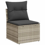 Salon de jardin 2 pcs avec coussins gris clair polyrotin acacia