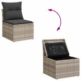 Salon de jardin 2 pcs avec coussins gris clair polyrotin acacia