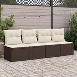 Salon de jardin avec coussins 2pcs marron résine tressée acacia