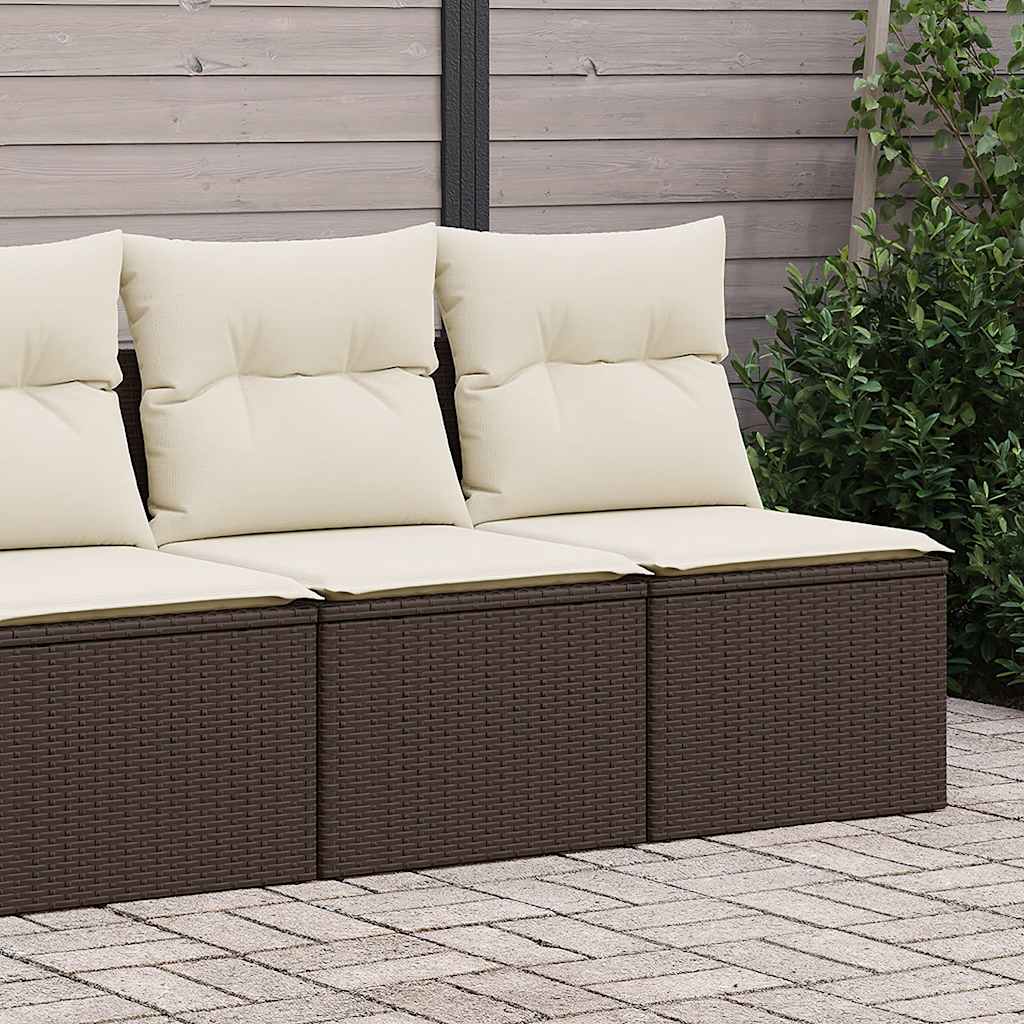 Salon de jardin avec coussins 2pcs marron résine tressée acacia