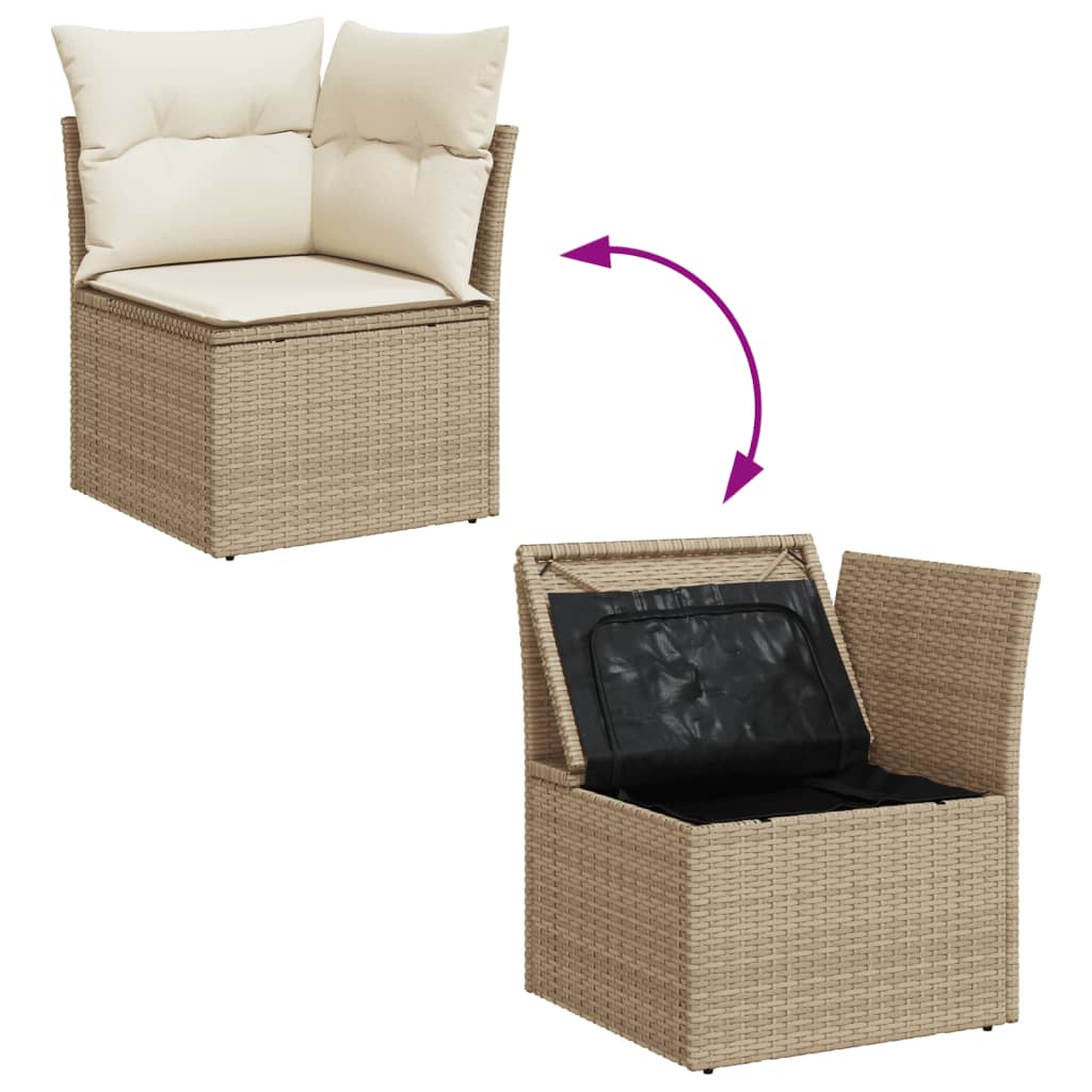 Salon de jardin avec coussins 4 pcs beige résine tressée