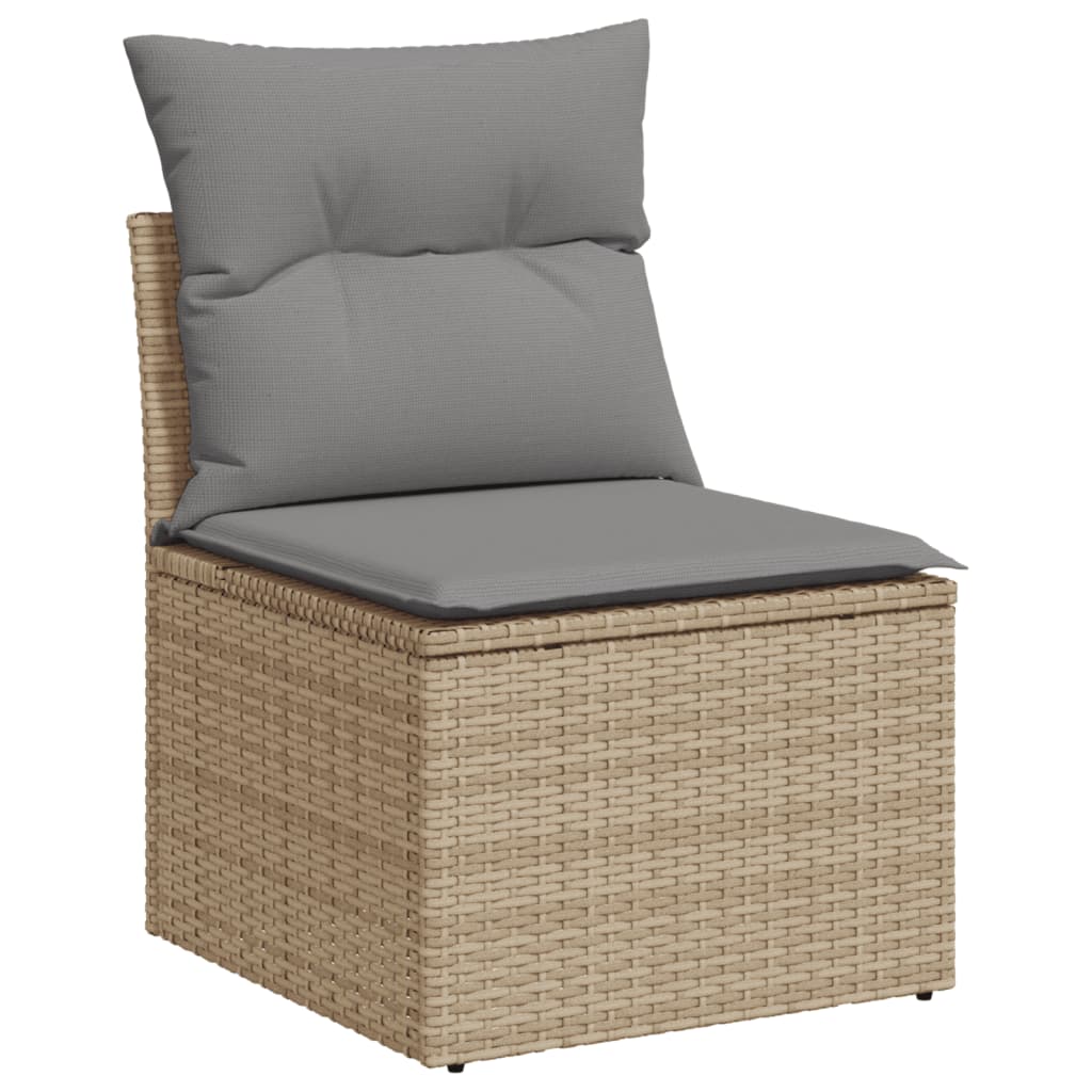 Salon de jardin avec coussins 4 pcs beige résine tressée