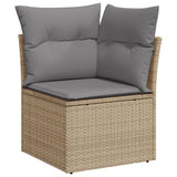 Salon de jardin avec coussins 4 pcs beige résine tressée