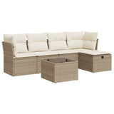 Salon de jardin avec coussins 6 pcs beige résine tressée