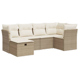 Salon de jardin avec coussins 6 pcs beige résine tressée