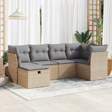 Salon de jardin avec coussins 6 pcs beige résine tressée