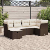 Salon de jardin avec coussins 6 pcs marron résine tressée