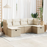 Salon de jardin avec coussins 6 pcs beige résine tressée