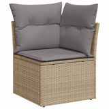 Salon de jardin avec coussins 8 pcs beige résine tressée