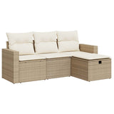 Salon de jardin avec coussins 4 pcs beige résine tressée