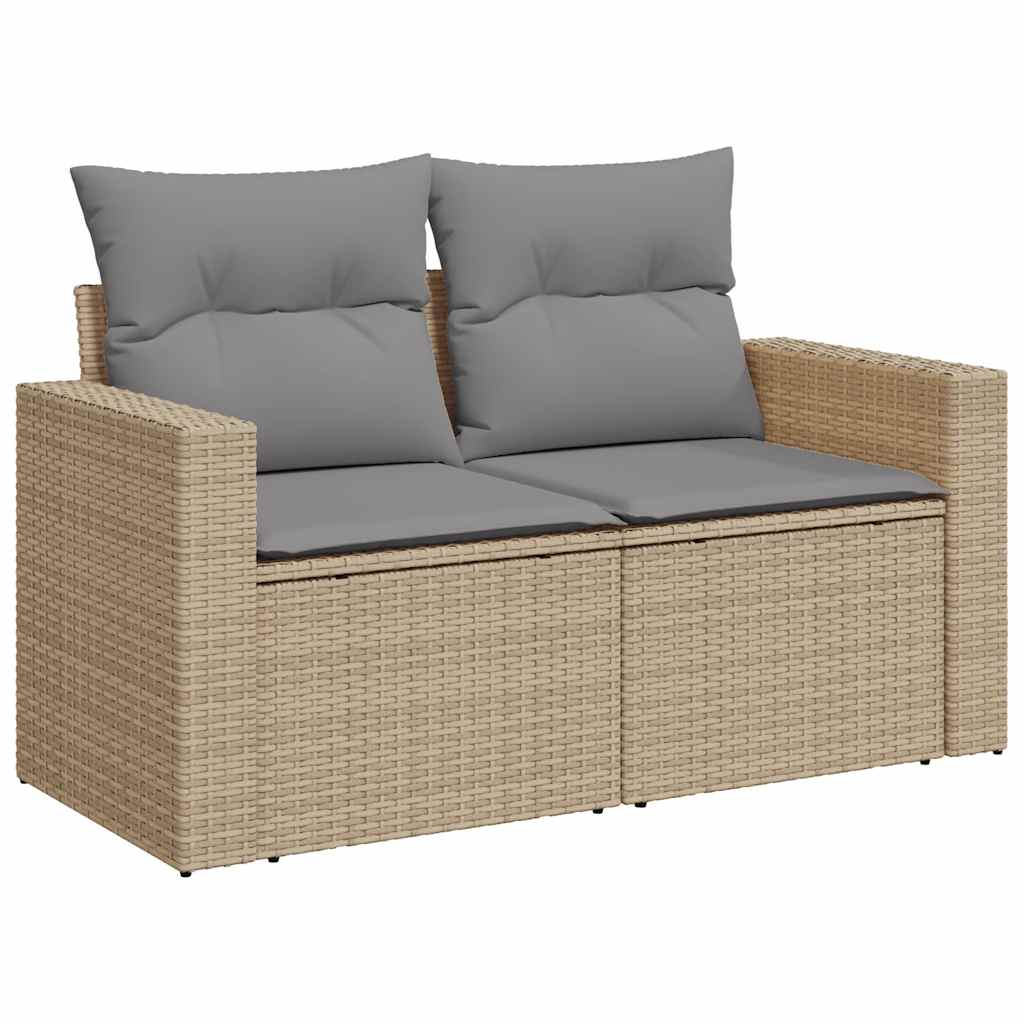 Salon de jardin avec coussins 4 pcs beige résine tressée