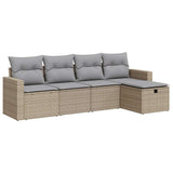 Salon de jardin avec coussins 5 pcs beige résine tressée