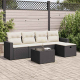 Salon de jardin 6 pcs avec coussins noir résine tressée